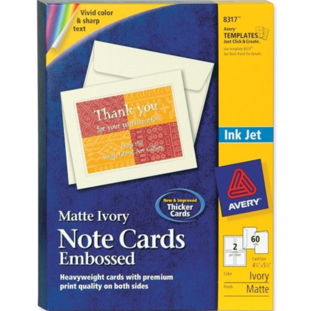 Avery 8317 Embossed 60 Note Cards & 60 Envelopes